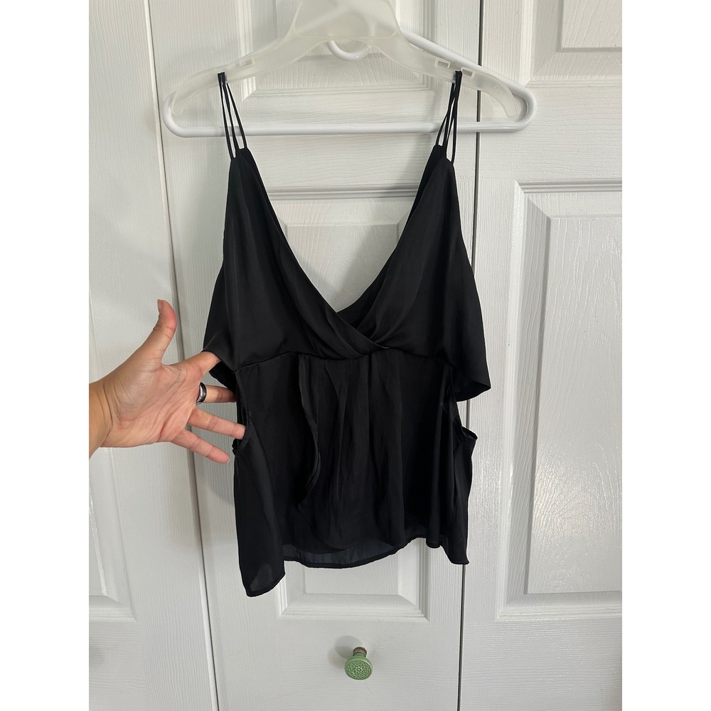 Express Black V Neck Halter Wrap Overlay Cutout‎ Back Zipper Camisole Tank Top